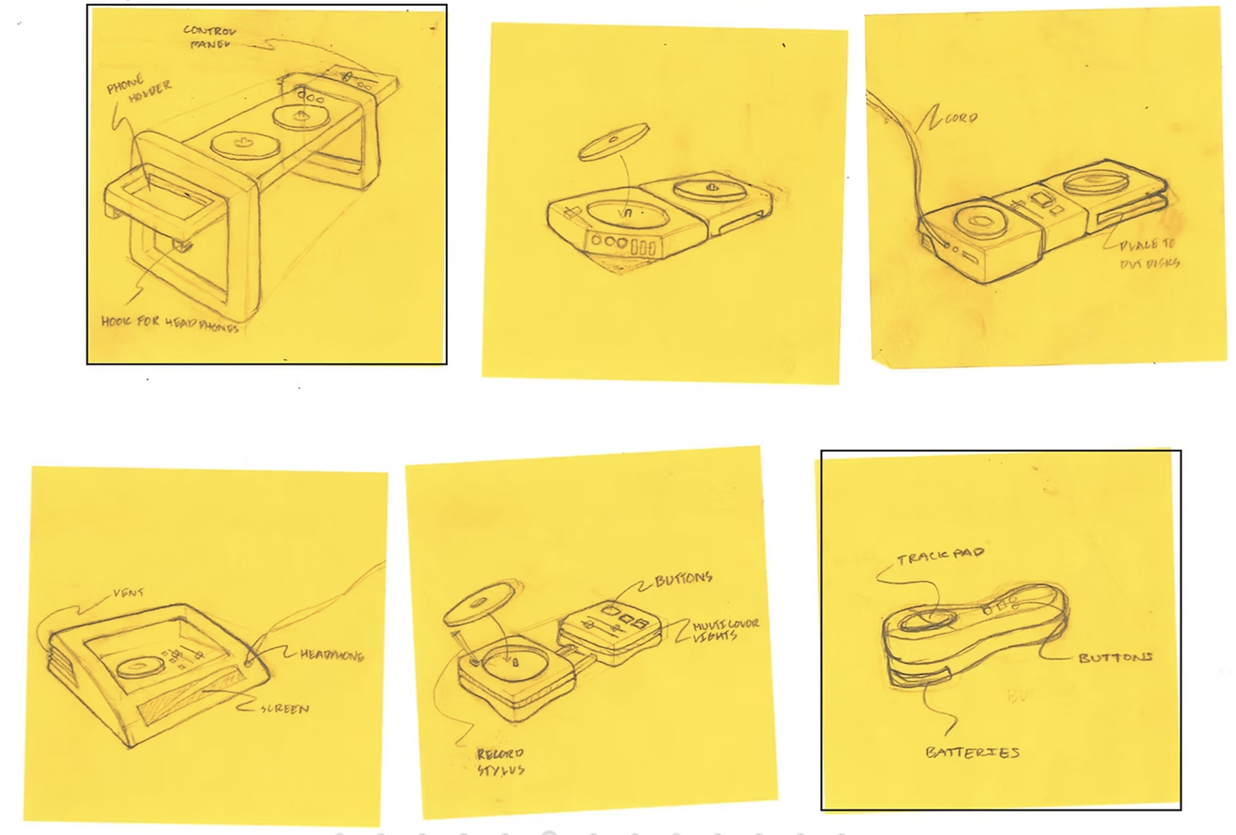 Concept sketching studies, page 1