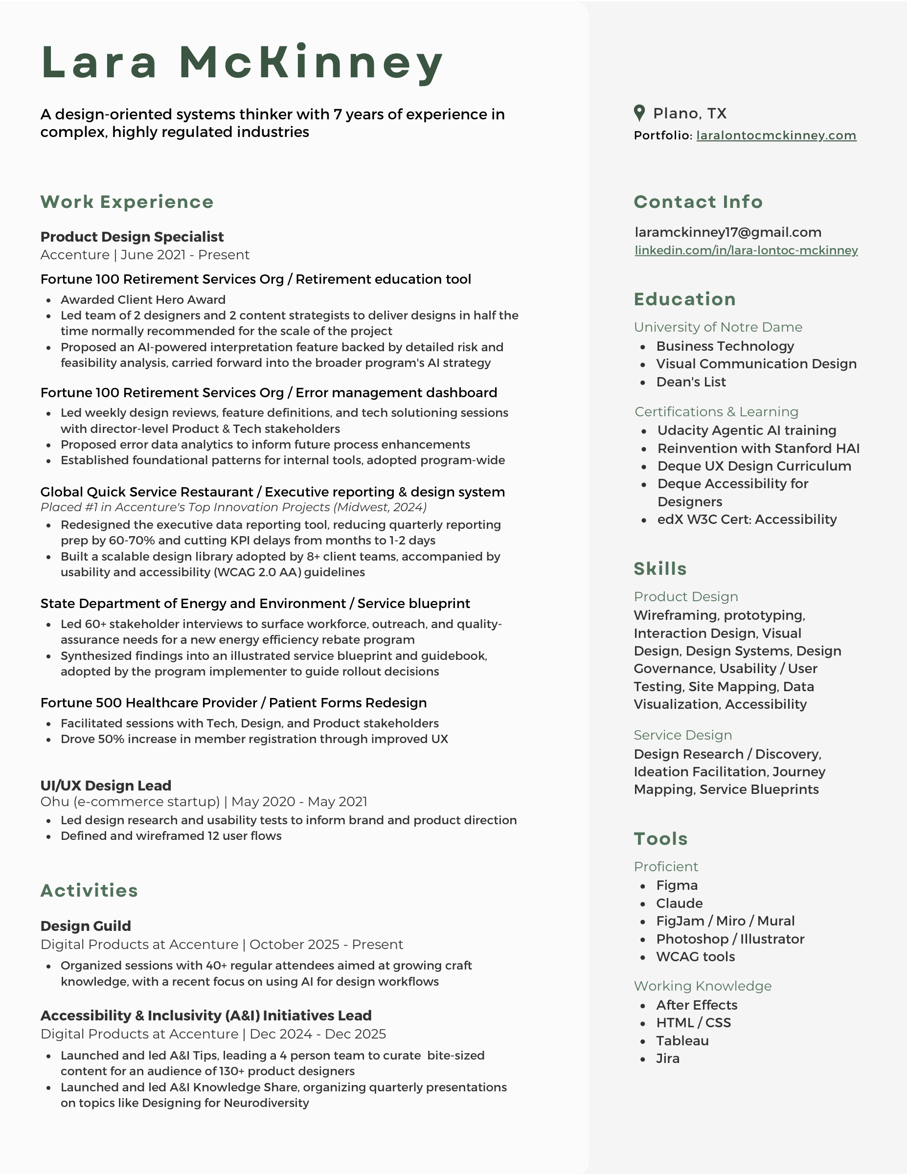 Lara McKinney's resume